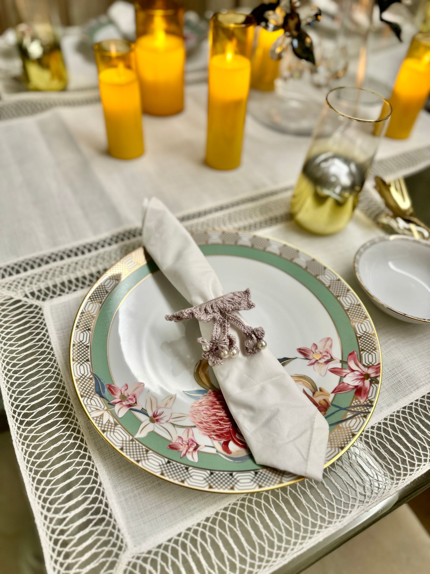 Threads of Tradition: Handcrafted Crochet Napkins and Ring Holders