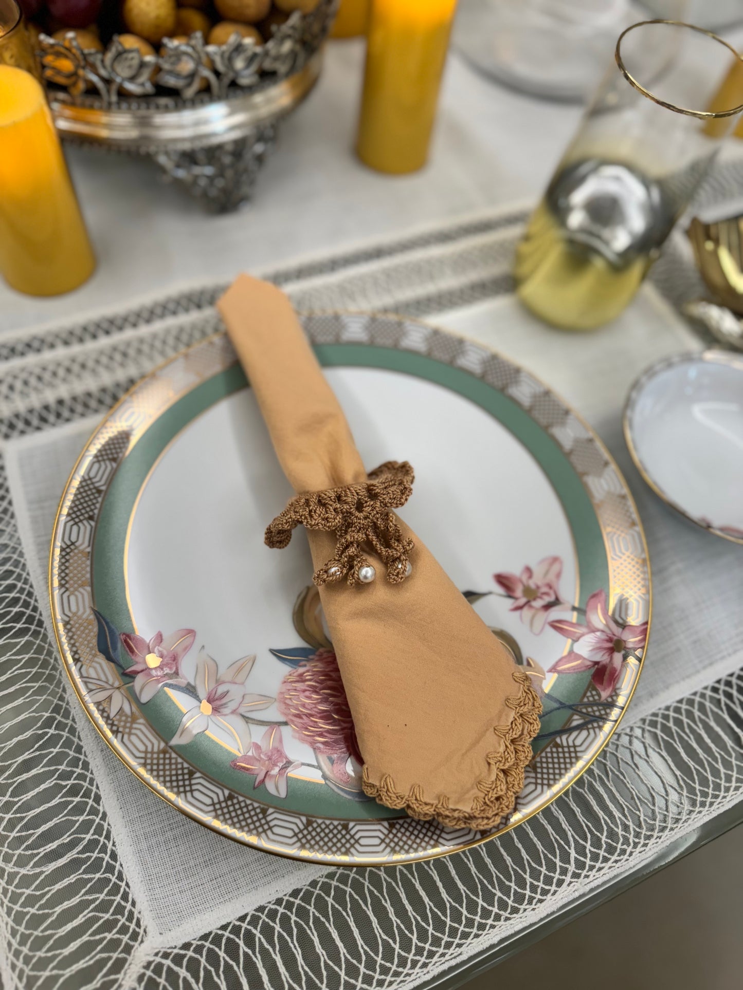 Threads of Tradition: Handcrafted Crochet Napkins and Ring Holders